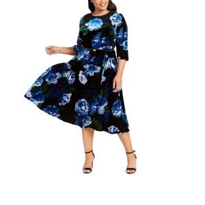 Calvin Klein Black and Blue Floral Maxi Dress